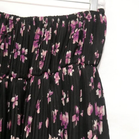 XAI | large | Strapless Fully Lined Sheer Black Floral Dress | Purple Flowers - Picture 12 of 16